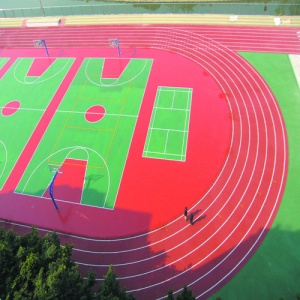 淮南第二中學(xué)混合式塑膠跑道_戶外運動地面案例_廣東