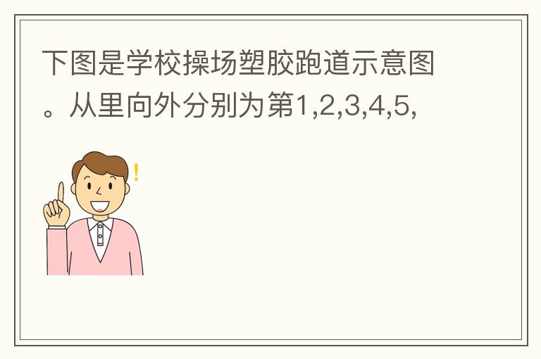 下圖是學校操場塑膠跑道示意圖。從里向外分別為第1,2,3,4,5,6,7,8跑到,每條跑道寬