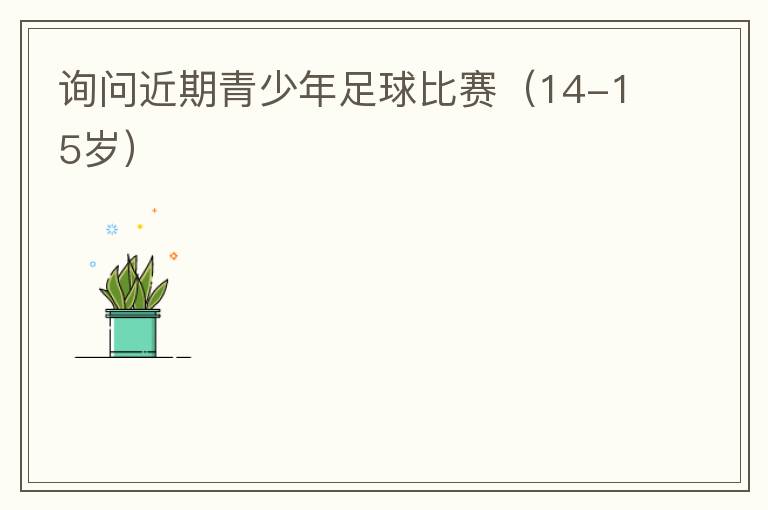 詢問(wèn)近期青少年足球比賽（14-15歲）
