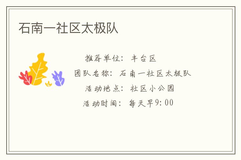 石南一社區(qū)太極隊