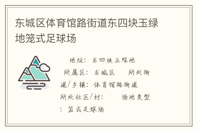 東城區(qū)體育館路街道東四塊玉綠地籠式足球場