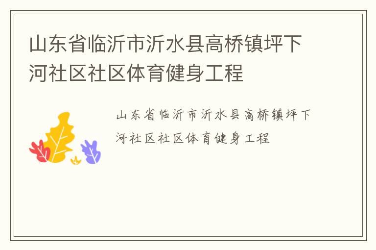 山東省臨沂市沂水縣高橋鎮(zhèn)坪下河社區(qū)社區(qū)體育健身工程