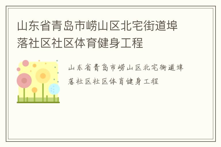 山東省青島市嶗山區(qū)北宅街道埠落社區(qū)社區(qū)體育健身工程
