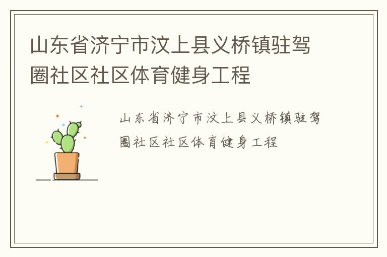 山東省濟(jì)寧市汶上縣義橋鎮(zhèn)駐駕圈社區(qū)社區(qū)體育健身工程