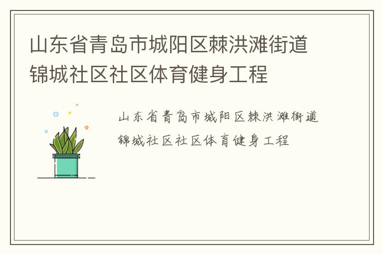 山東省青島市城陽(yáng)區(qū)棘洪灘街道錦城社區(qū)社區(qū)體育健身工程