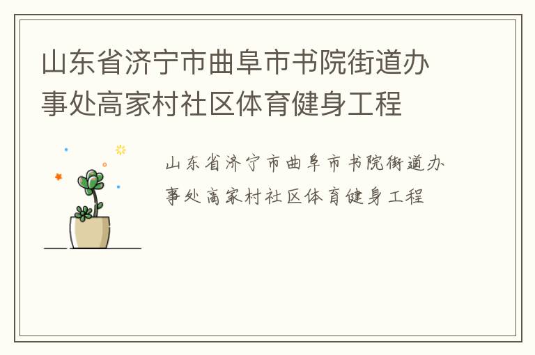 山東省濟(jì)寧市曲阜市書(shū)院街道辦事處高家村社區(qū)體育健身工程