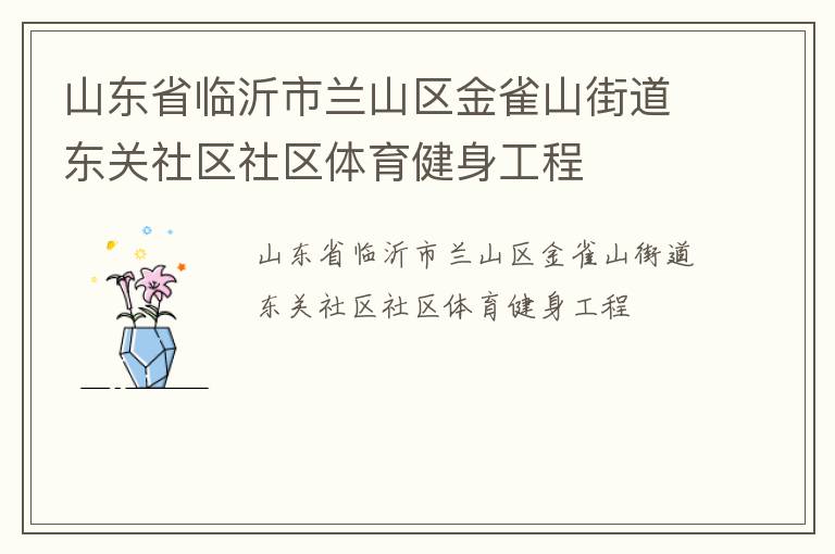 山東省臨沂市蘭山區(qū)金雀山街道東關(guān)社區(qū)社區(qū)體育健身工程