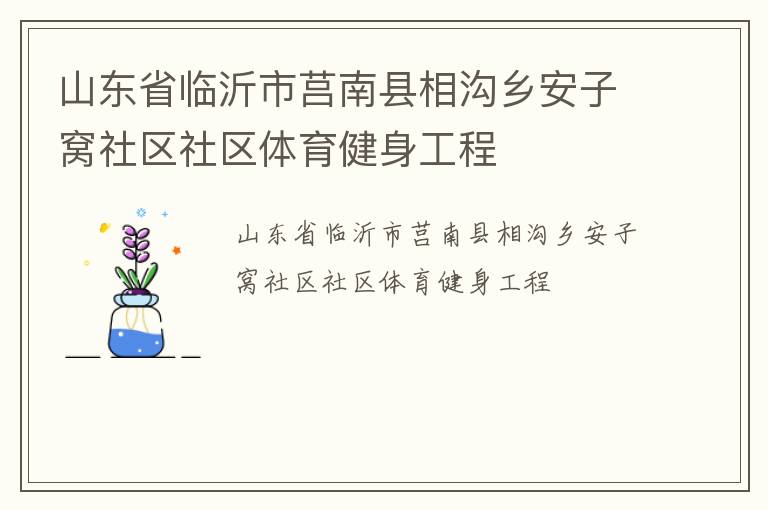 山東省臨沂市莒南縣相溝鄉(xiāng)安子窩社區(qū)社區(qū)體育健身工程