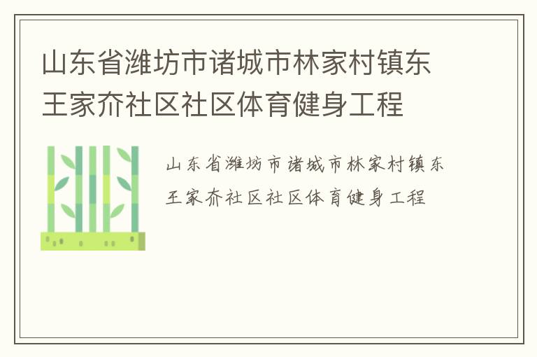 山東省濰坊市諸城市林家村鎮(zhèn)東王家夼社區(qū)社區(qū)體育健身工程