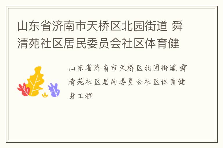 山東省濟南市天橋區(qū)北園街道 舜清苑社區(qū)居民委員會社區(qū)體育健身工程
