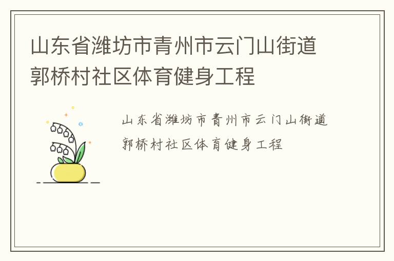 山東省濰坊市青州市云門(mén)山街道郭橋村社區(qū)體育健身工程
