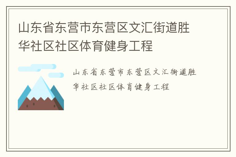 山東省東營市東營區(qū)文匯街道勝華社區(qū)社區(qū)體育健身工程