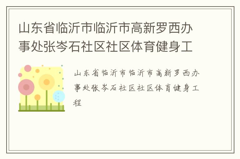 山東省臨沂市臨沂市高新羅西辦事處張岑石社區(qū)社區(qū)體育健身工程
