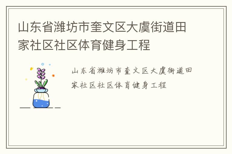 山東省濰坊市奎文區(qū)大虞街道田家社區(qū)社區(qū)體育健身工程