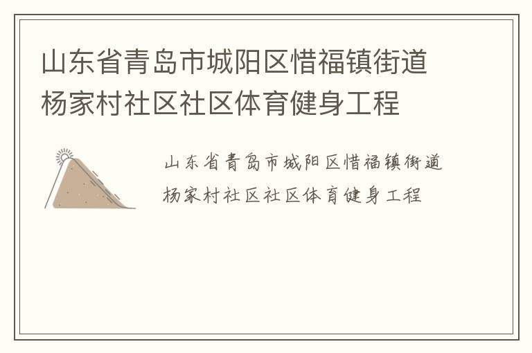 山東省青島市城陽(yáng)區(qū)惜福鎮(zhèn)街道楊家村社區(qū)社區(qū)體育健身工程