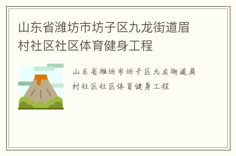 山東省濰坊市坊子區(qū)九龍街道眉村社區(qū)社區(qū)體育健身工程