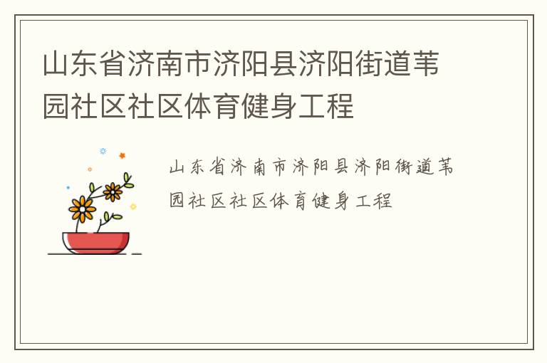 山東省濟南市濟陽縣濟陽街道葦園社區(qū)社區(qū)體育健身工程