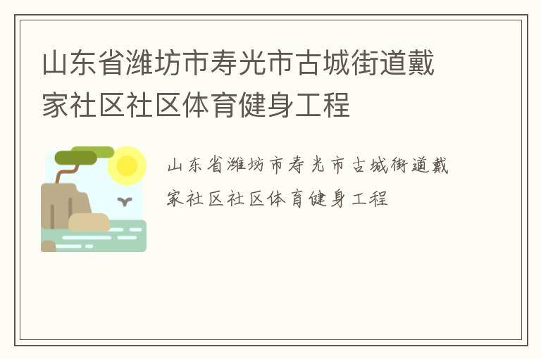 山東省濰坊市壽光市古城街道戴家社區(qū)社區(qū)體育健身工程