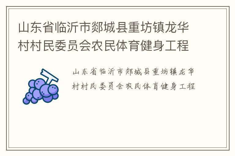 山東省臨沂市郯城縣重坊鎮(zhèn)龍華村村民委員會農(nóng)民體育健身工程