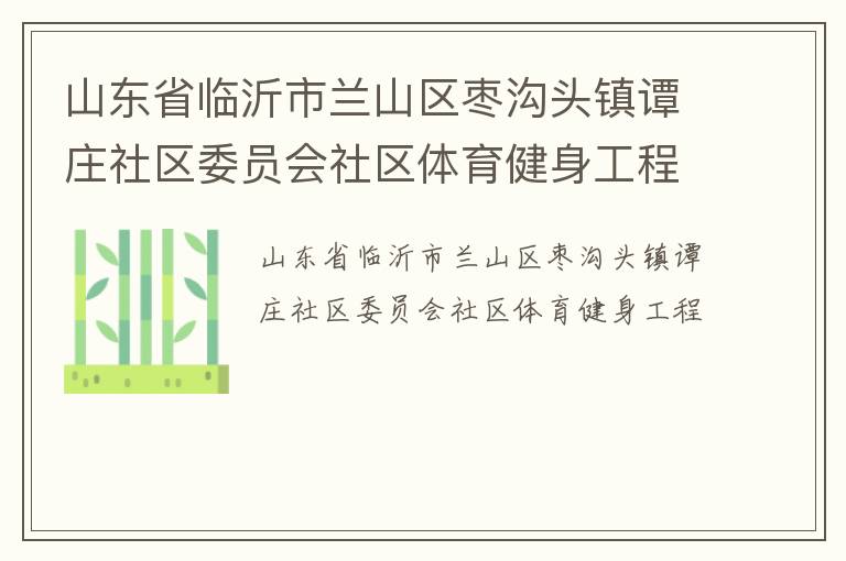 山東省臨沂市蘭山區(qū)棗溝頭鎮(zhèn)譚莊社區(qū)委員會(huì)社區(qū)體育健身工程