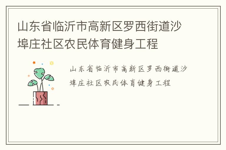 山東省臨沂市高新區(qū)羅西街道沙埠莊社區(qū)農(nóng)民體育健身工程